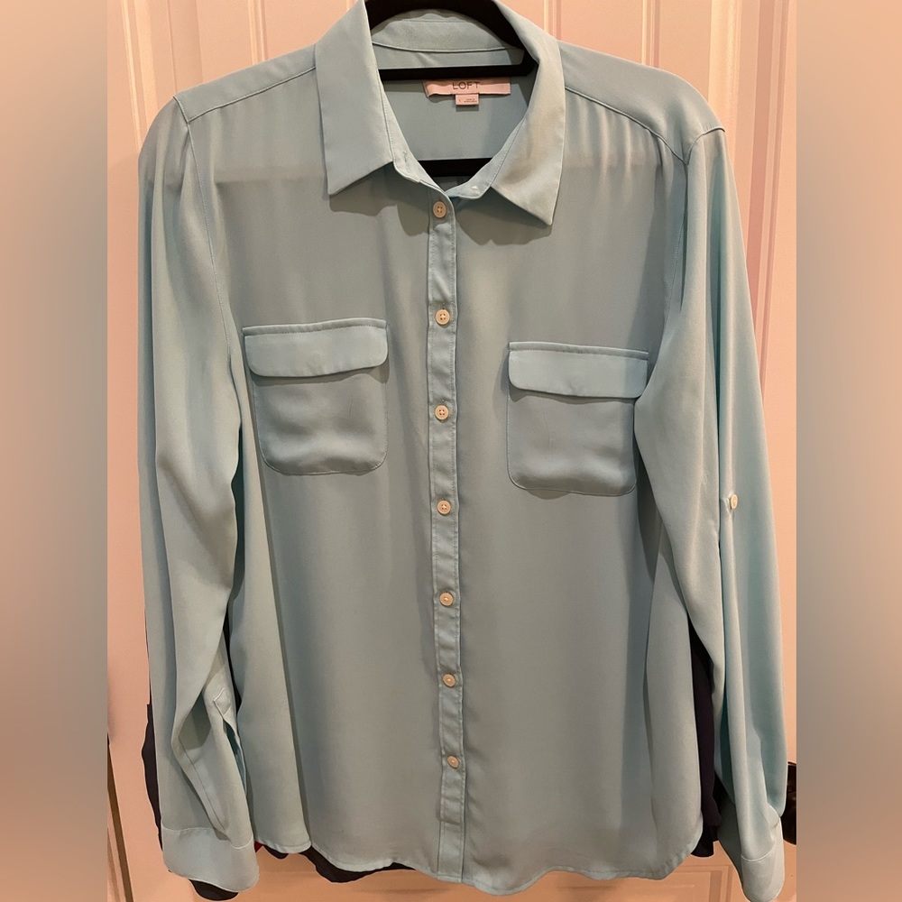 Sea-foam green Loft button-up